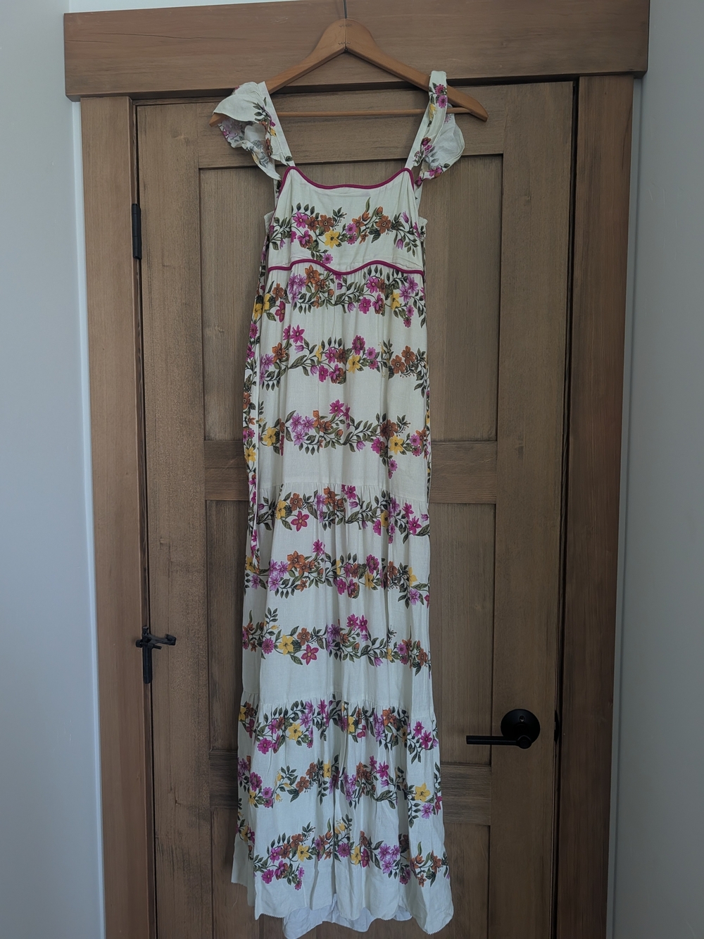 Saylor Ayame Flutter-Sleeve Tiered Maxi Dress